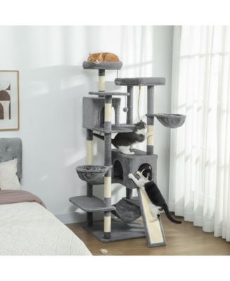 69" Cat Tower with 2 Condos, Large Cat Tree for Multiple Cats