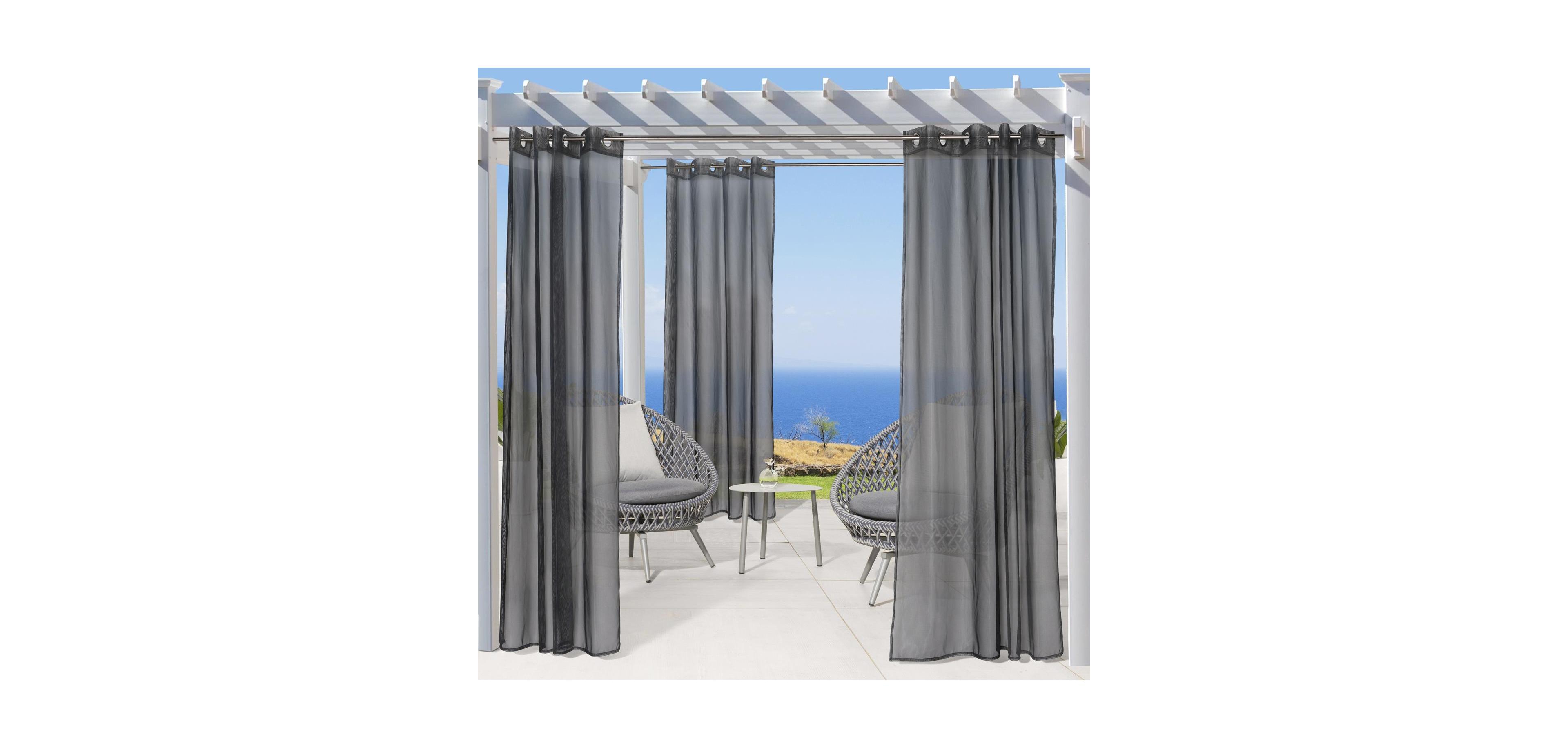 Commonwealth No Se'Em Curtain Grommet Top Panel 8 Matt Silver Grommets - Black