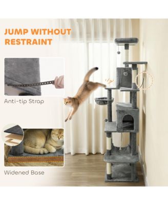 Multi-Level Cat Tree with 2 Condos, 80" Tall Cat Tower for Indoor