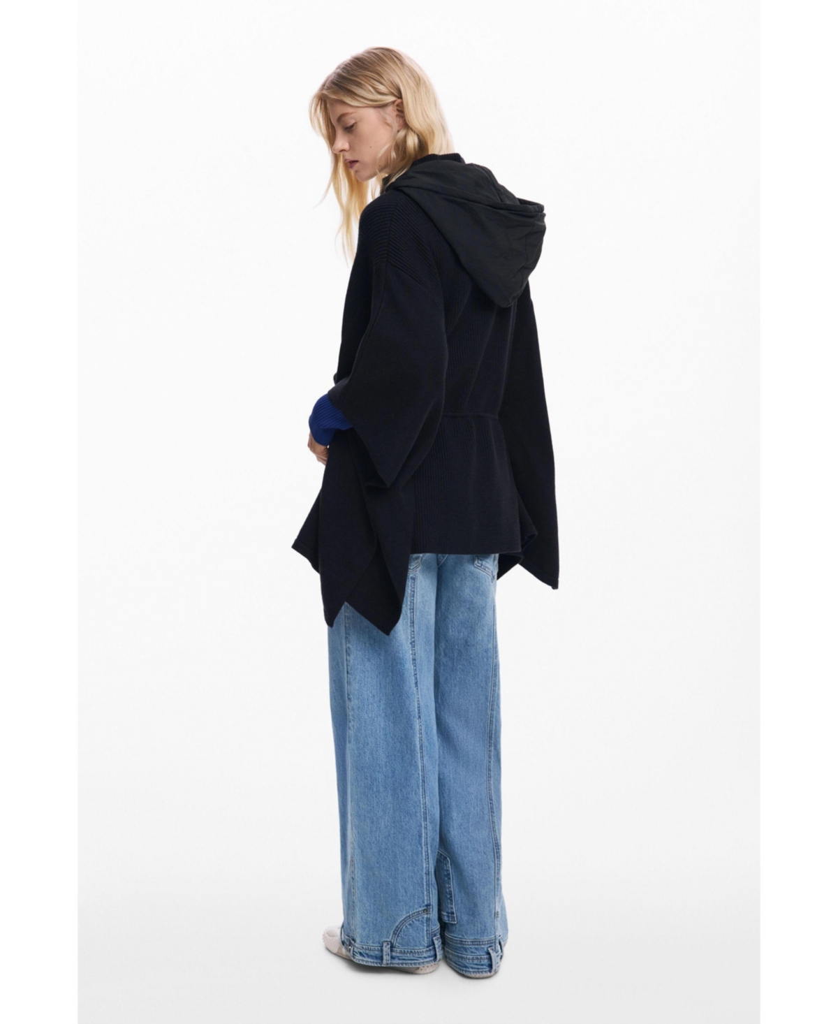 Desigual Women's Poncho with hood and pockets