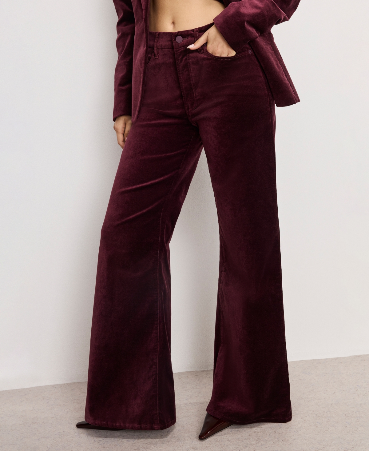 Good American Women's Velvet High Rise Palazzo Jeans