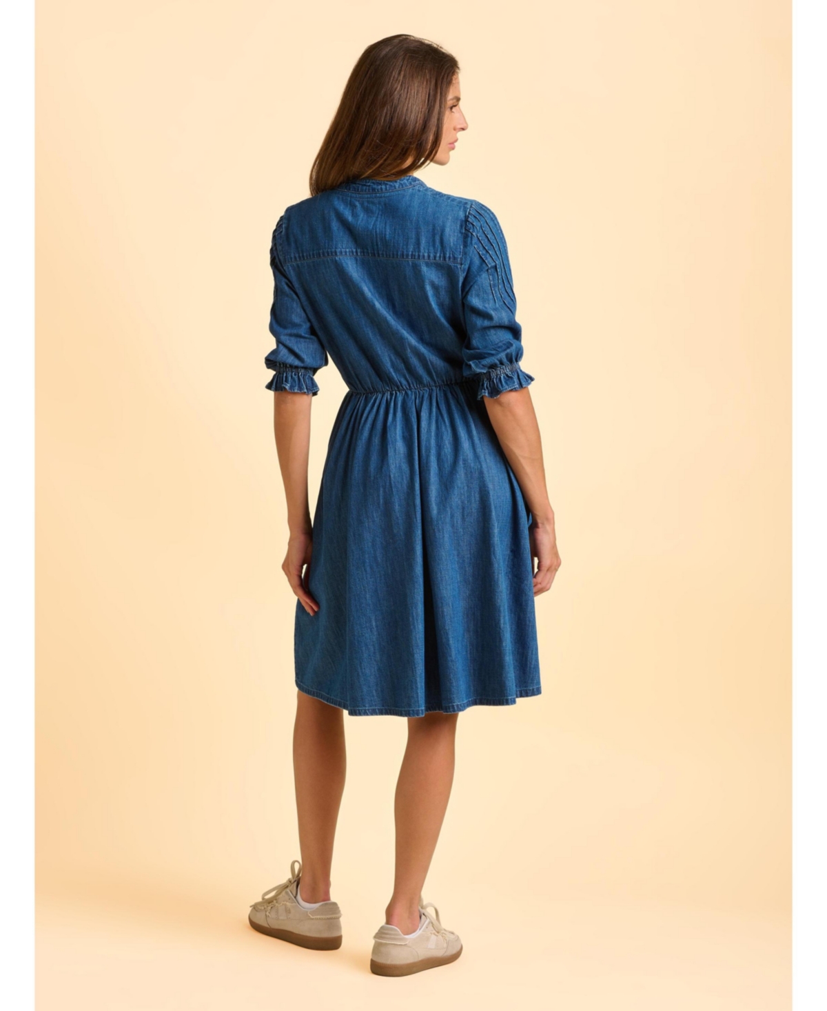 Brakeburn Women's Icylyn 3/4 Sleeve Round Neck Midi Dress