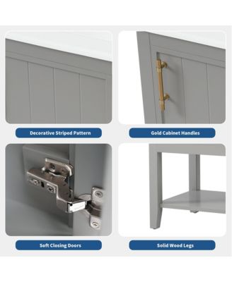 20" Bathroom Vanity with Sink, Bathroom Cabinet with Soft Closing Door, Storage Rack and Open Shelf, White