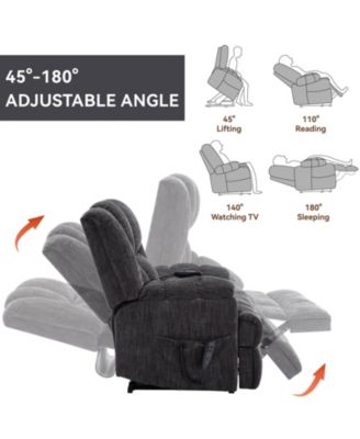 Dual Motor Heat Massage Infinite Position Up to 350 LBS Electric Power Lift Recliners with Power-Remote, Medium-firm and Heavy Duty, Red