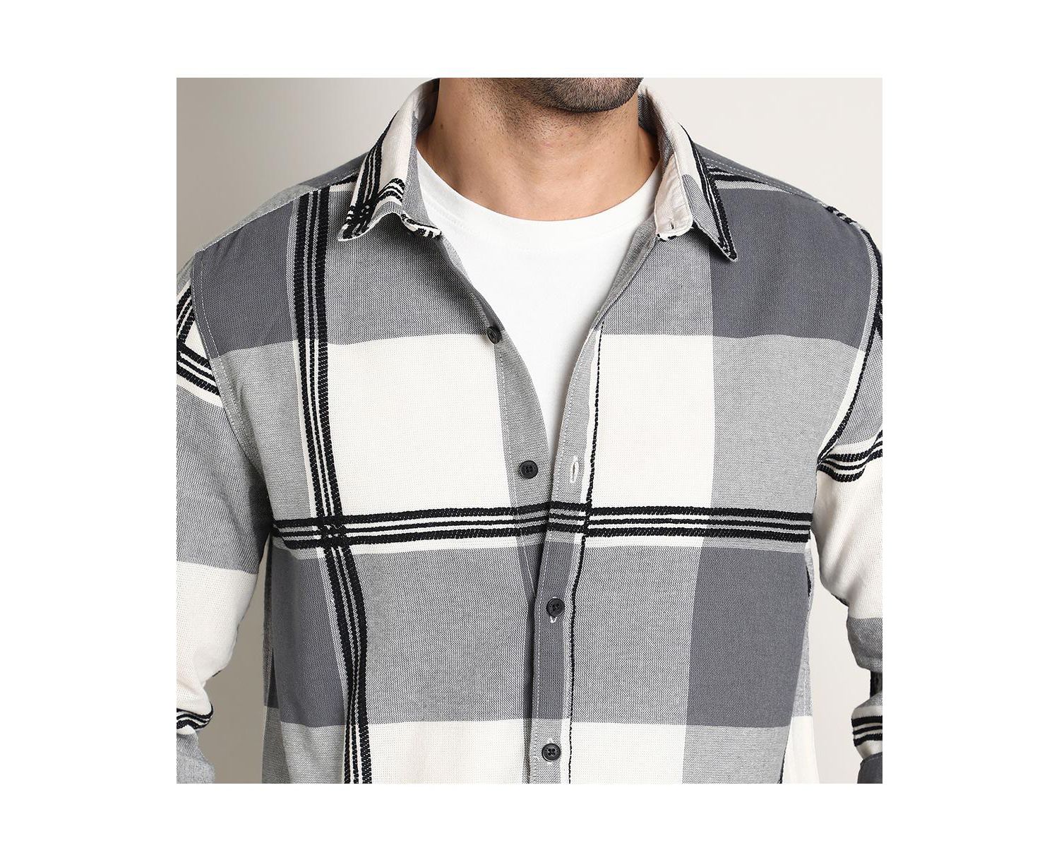 Men's Coin Grey Overlap Buffalo Shirt