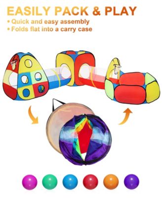 3-in-1 Kids Play Tent, Tunnel & Ball Pit Set – Pop Up Target Game Toy