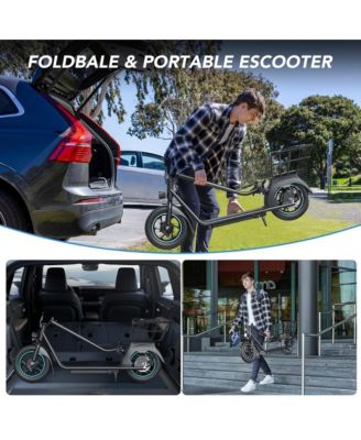 Folding Electric Scooter for Adults: 12" Solid Tires, Basket, 550W Motor, Up to 20 Miles Range.