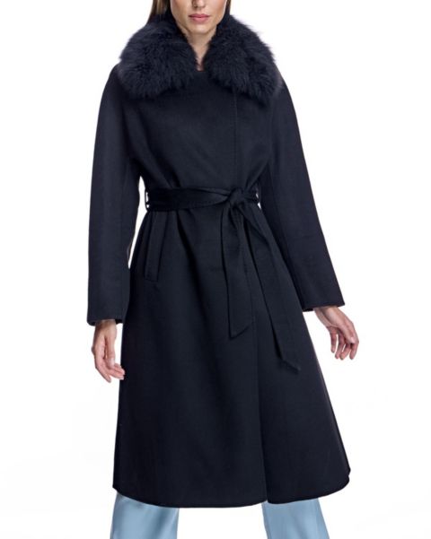 Женские куртки Julia & Stella By Maximilian Women's Fur-Trimmed Cashmere Coat