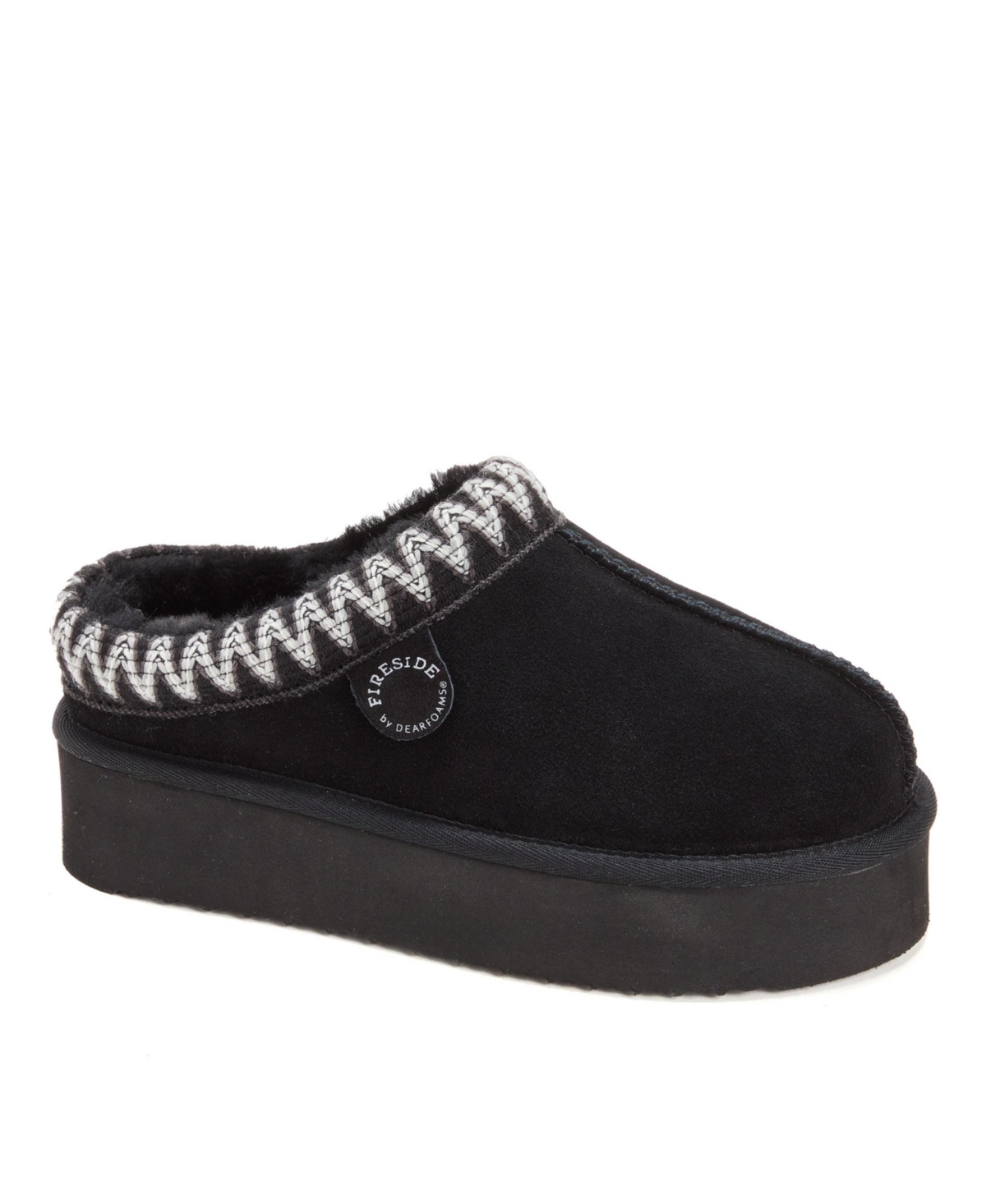Fireside by Dearfoams Women's Queenstown Genuine Shearling Clog With Embroidery