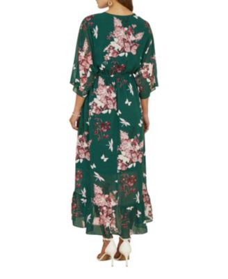 Women's Floral Kimono Dipped Hem Dress