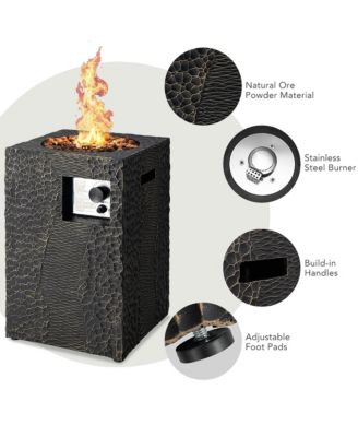 16 Feet Square Outdoor Propane Fire Pit with Lava Rocks Waterproof Cover 30,000 BTU