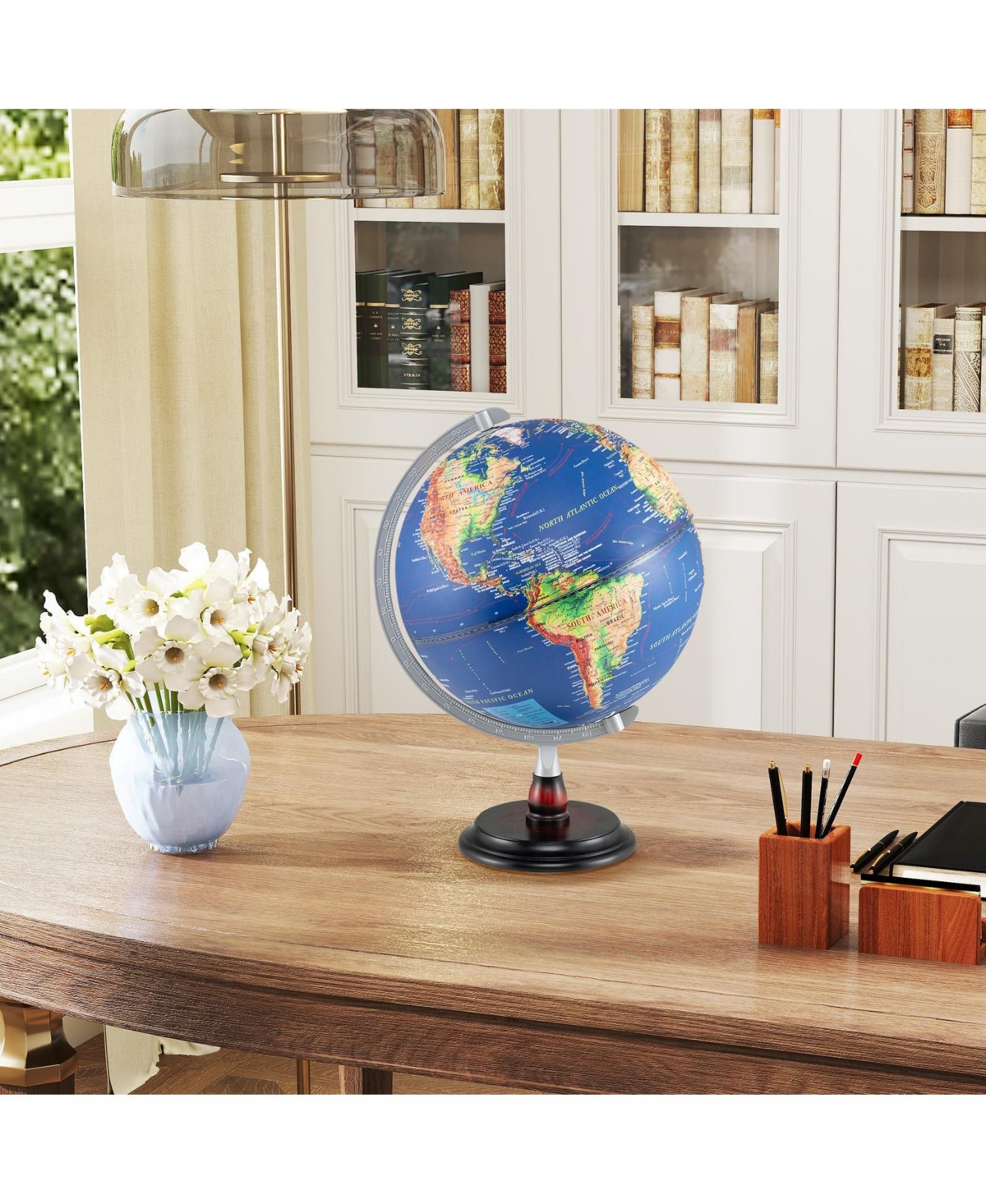 Mecale 12 Inch Illuminated World Globe Antique Light up Globe Night Lamp