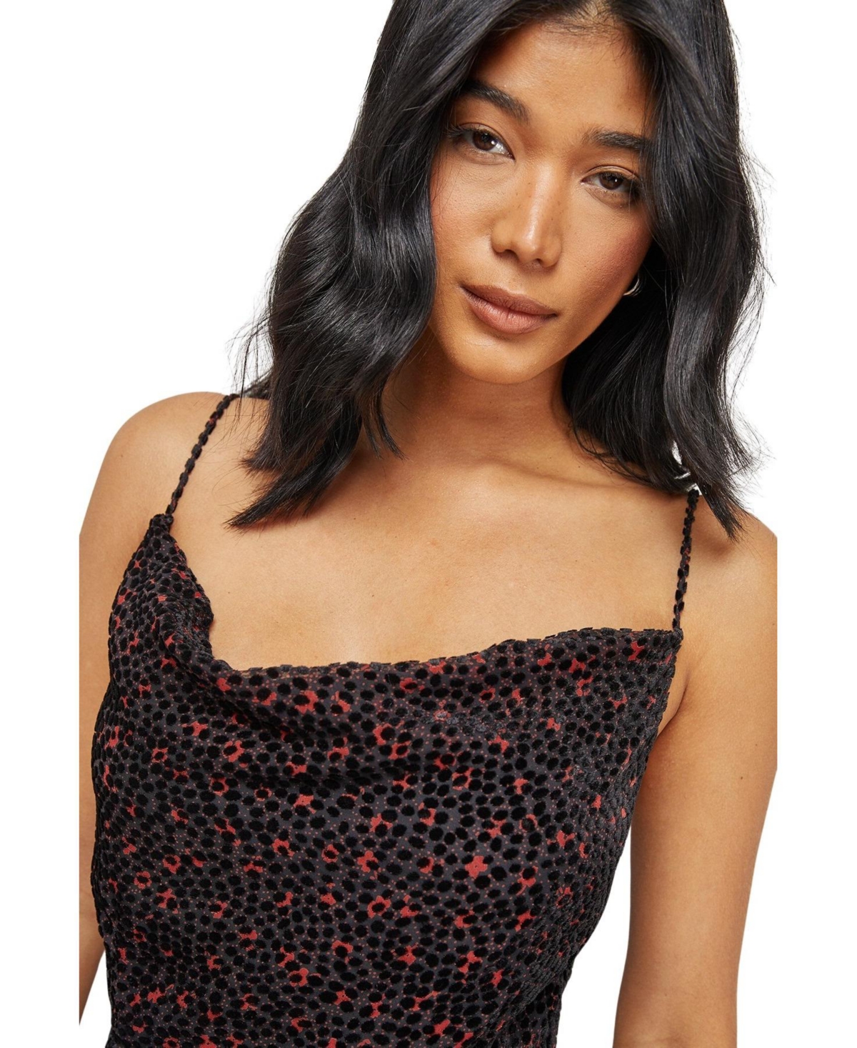 Warehouse Women's Spot Devore Cowl Neck Maxi Dress