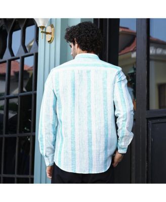Men's Sky Blue Pincandy-Striped Regular Shirt