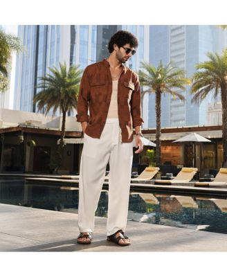 Men's Russet Brown Mandarin Utility Shirt