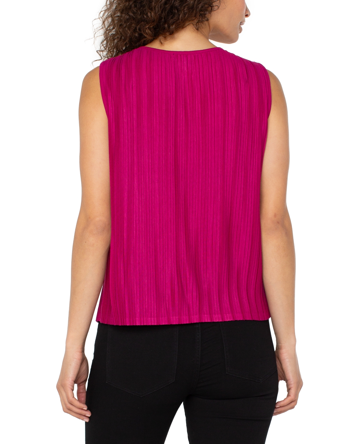 Liverpool Los Angeles Women's Crewneck Sleeveless Pleated Knit Top