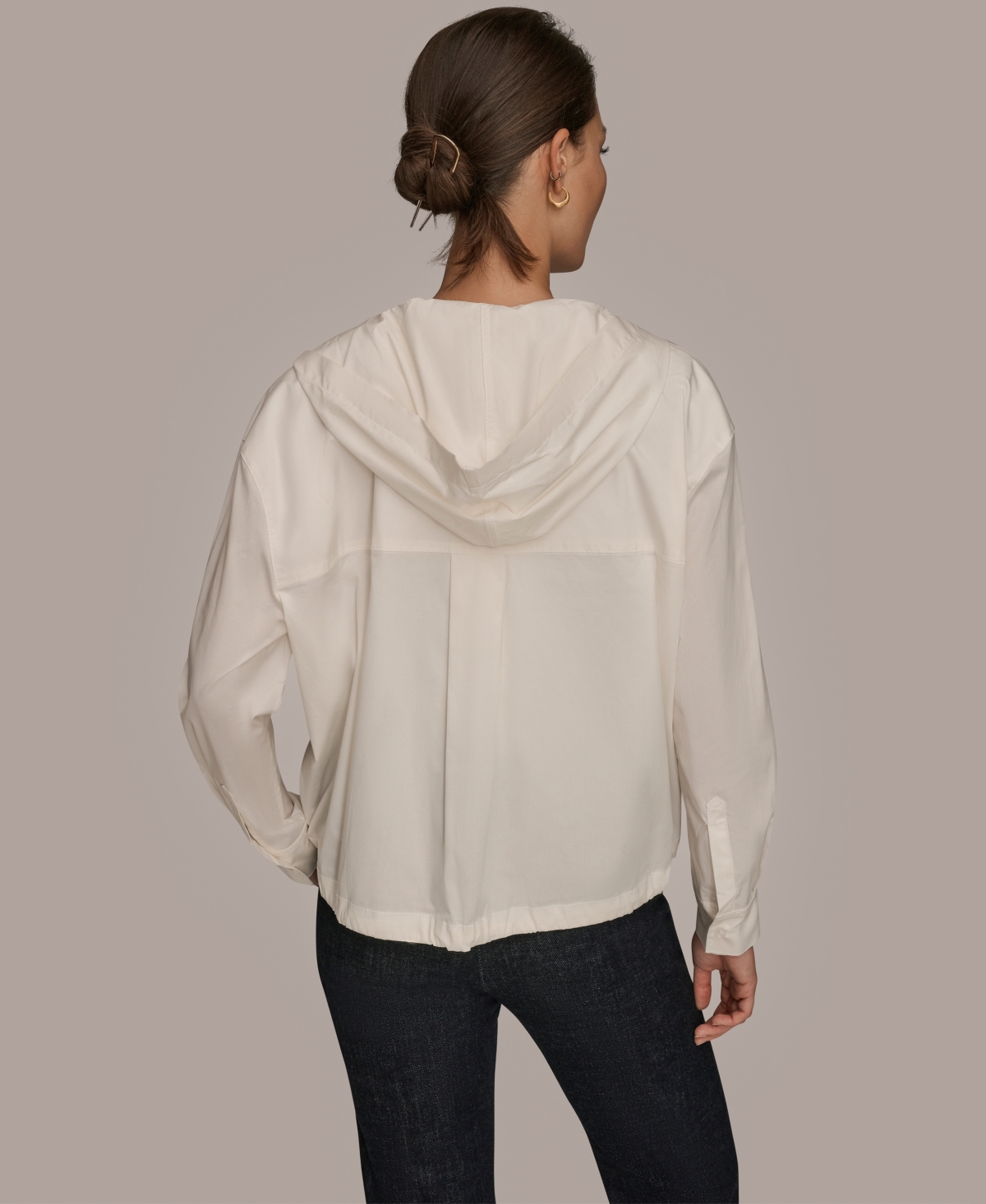 Donna Karan Weekend Women's Long-sleeve Hooded Jacket In White