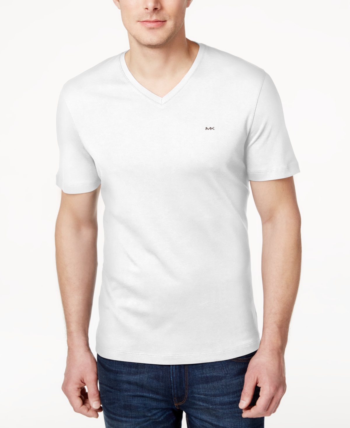 Michael Kors Men's V-neck Liquid Cotton T-shirt In White