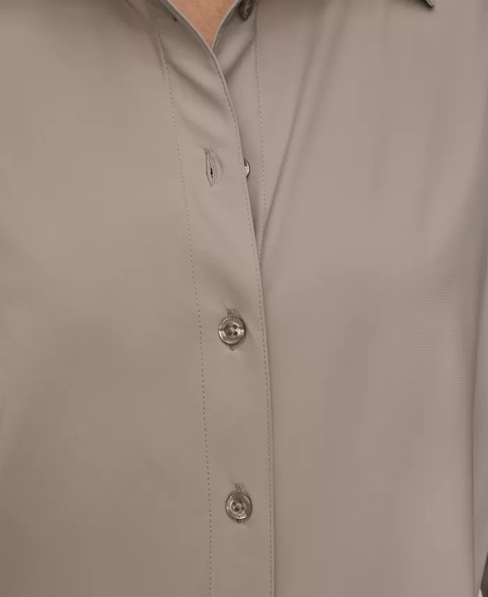 Women's 4-Way Stretch Knit Long Sleeve Button-Front Shirt - thumbnail 6
