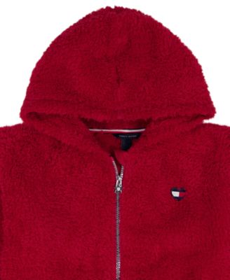 Girls 2T-6X Minky Logo-Stripe Zip Up Hoodie