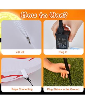 2 Pack 3 FT Halloween Inflatable Eyeballs w/ Air Blower & Red LED Lights