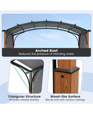 10 x 12 FT Outdoor Retractable Pergola with Retractable Canopy Wood Looking Posts