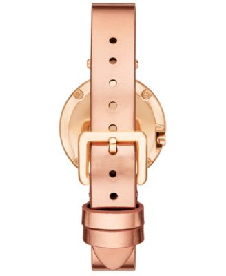 Women's The Pierced Small Quartz Two-Hand Rose Gold Leather, 30mm