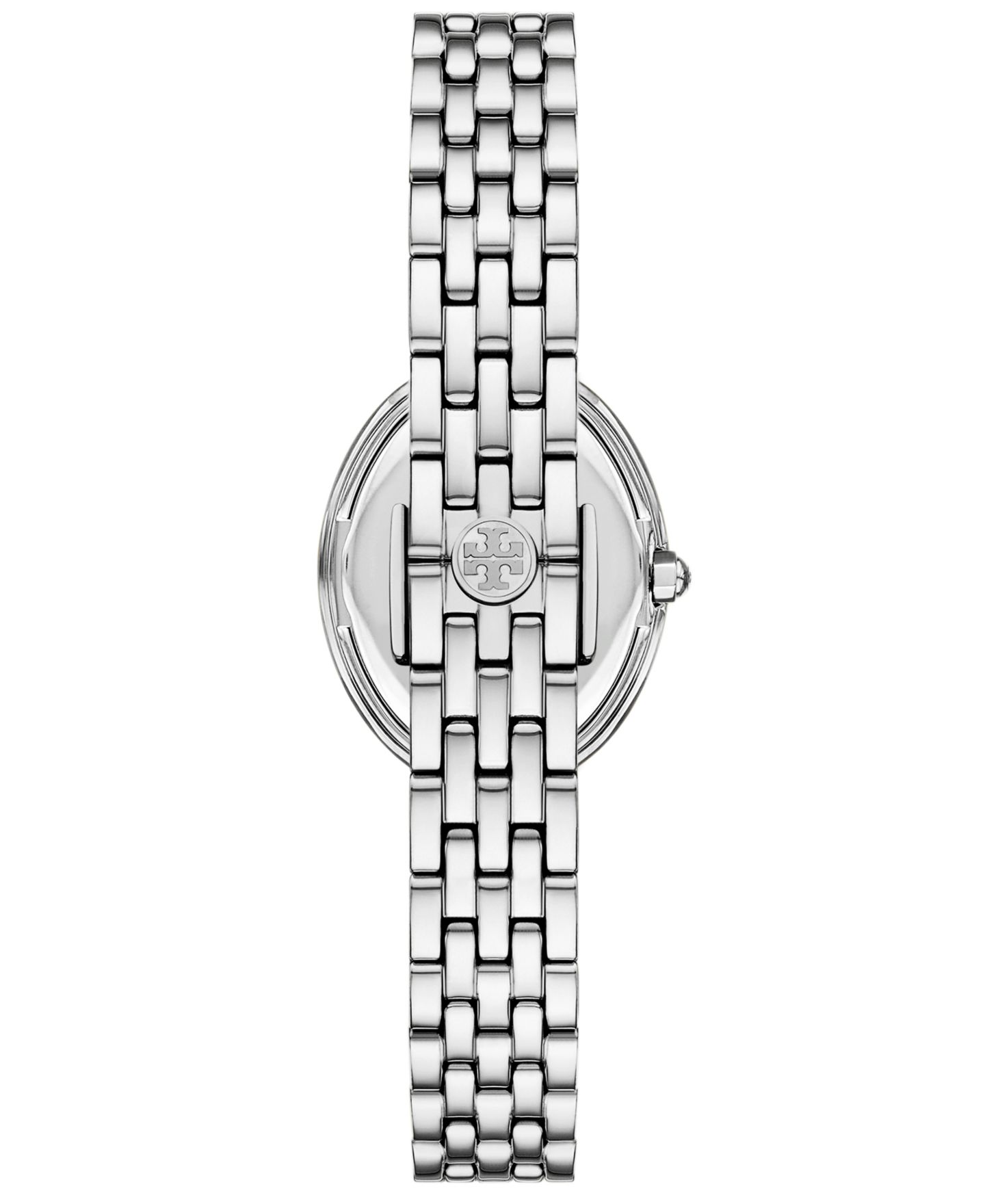 Женские овальные часы Tory Burch The Oval, две стрелки, серебристая сталь, 28 мм — фото 3