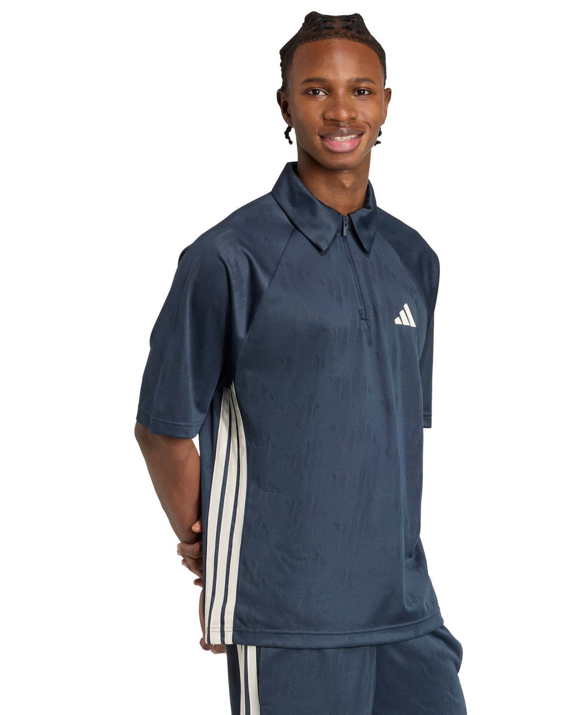 adidas Men's Stadium 3-Stripes Jacquard Short-Sleeve Polo Shirt