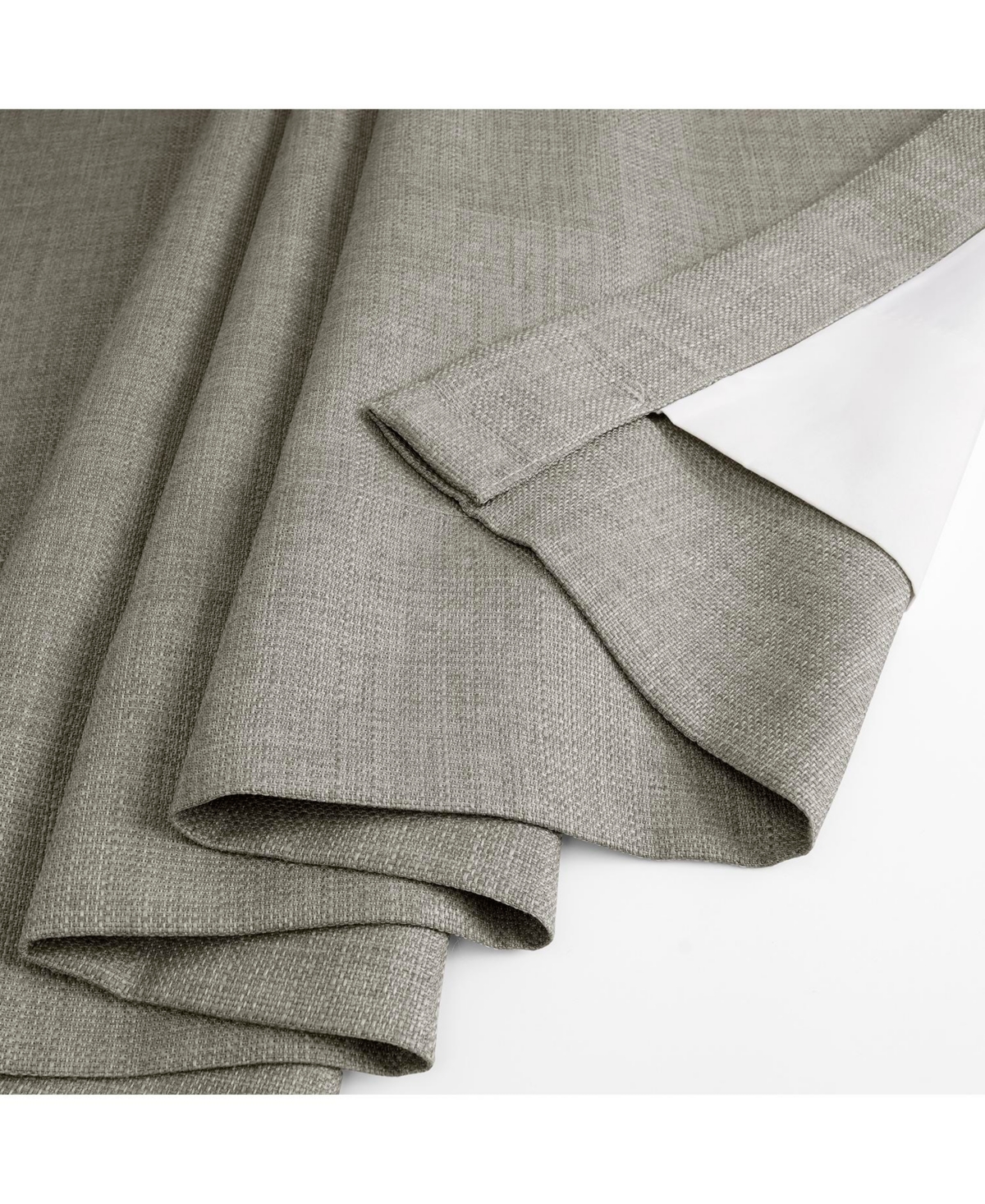 Half Price Drapes Fossil Grey Italian Faux Linen Room Darkening Curtain