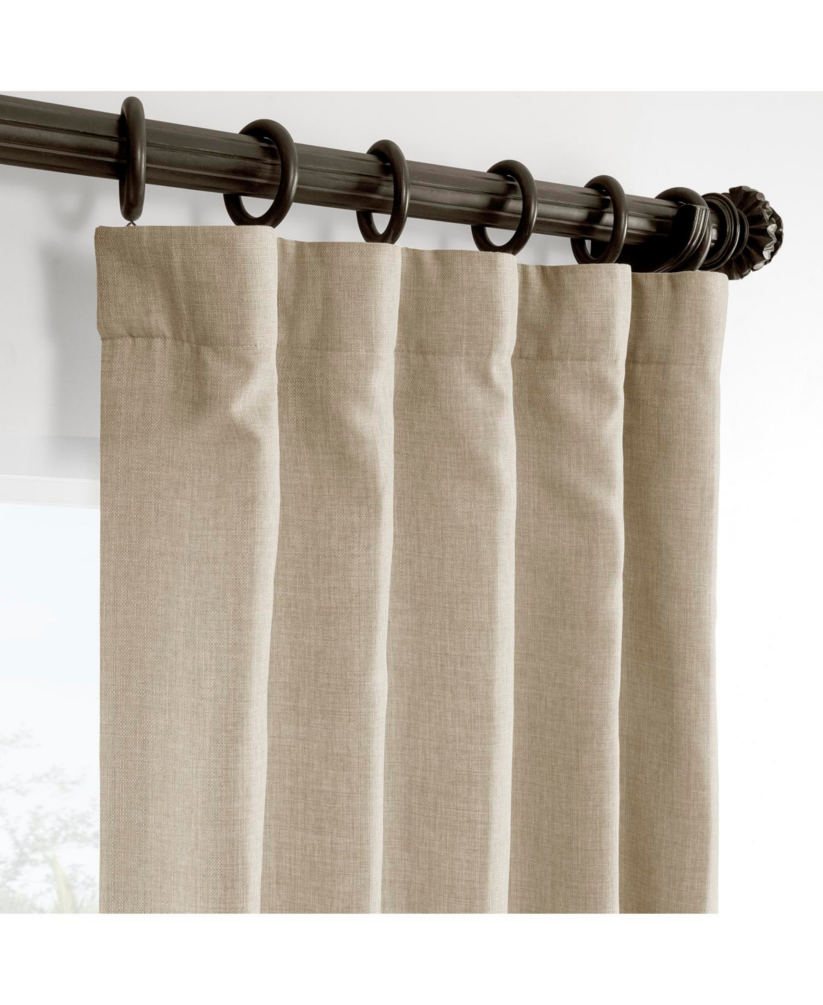 Half Price Drapes Sepia Tan Italian Faux Linen Room Darkening Curtain