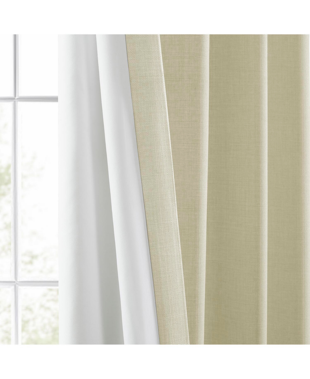 Half Price Drapes Gravity Ivory Italian Faux Linen Room Darkening Curtain