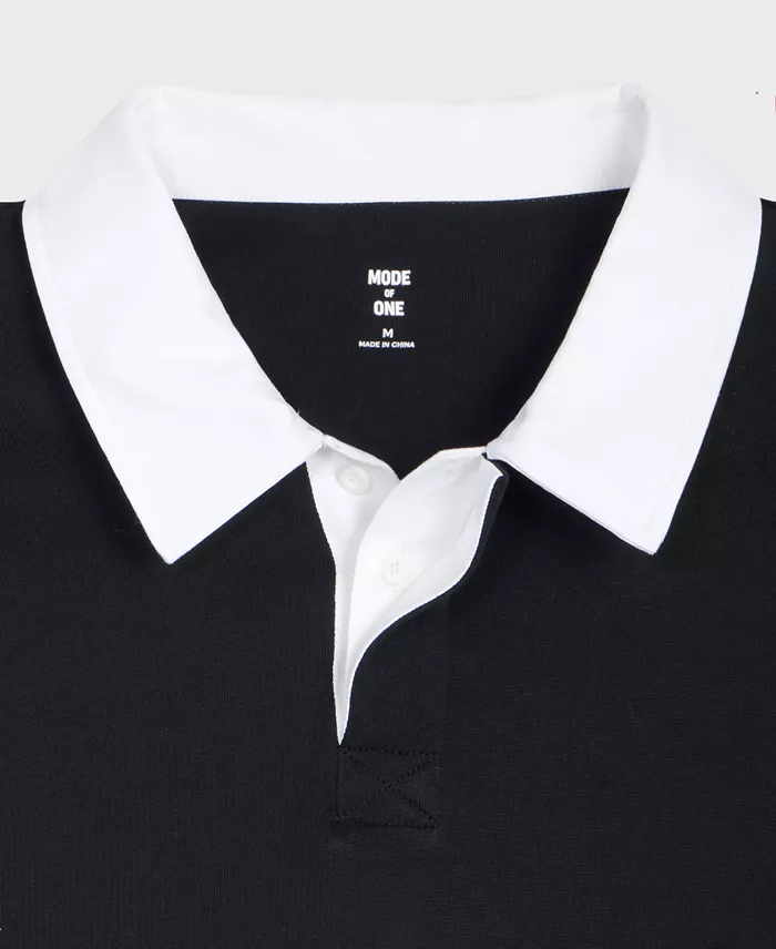 Men's Cotton Contrast-Collar Relaxed Rugby Polo Shirt - thumbnail 9