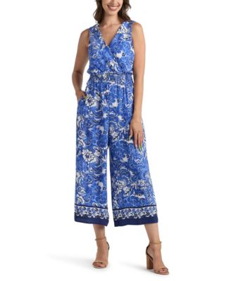 BCX - Women's Resort Print V-Neck Jumpsuit