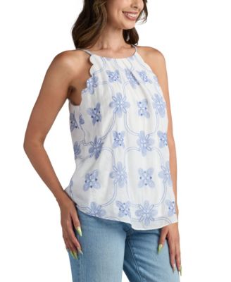 Juniors' Embroidered Sleeveless Top