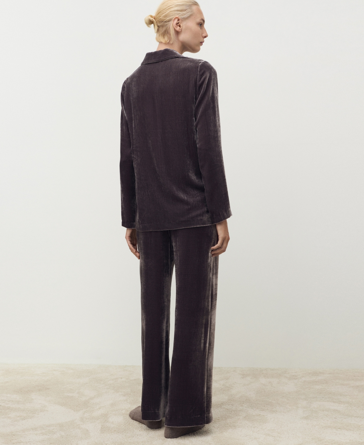Mango Women's Silk Velvet Pants In Brown