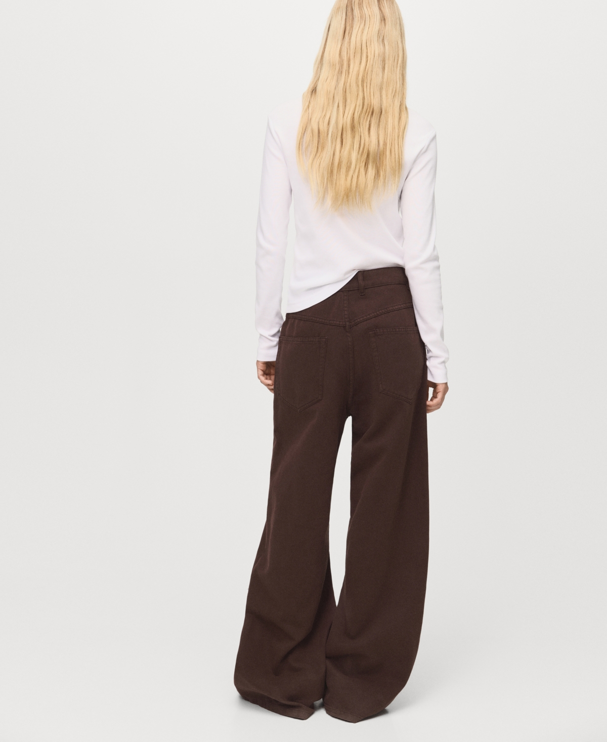 Mango Women's Wide Leg Loose Mid-rise Jeans In Brown