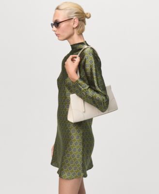 Women's Perkins Collar Satin Printed Dress