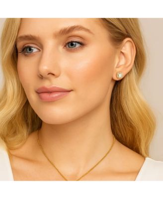 Serena Halo Stud Earrings  Gold & White Gold Plated