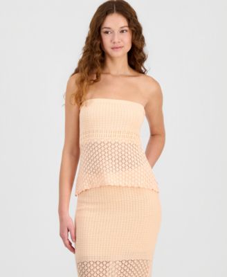 Juniors' Strapless Crochet Tube Top