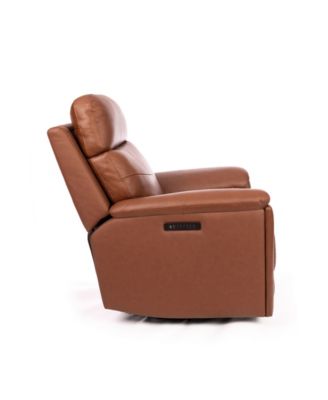 39" Leather Rex Power Swivel Gliding Recliner with Power Headrest Lumbar