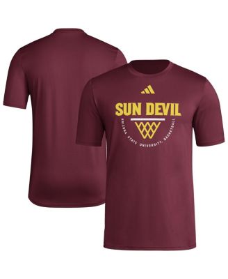 adidas - Men's Maroon Arizona State Sun Devils Basketball Practice Net Arch Pregame T-Shirt