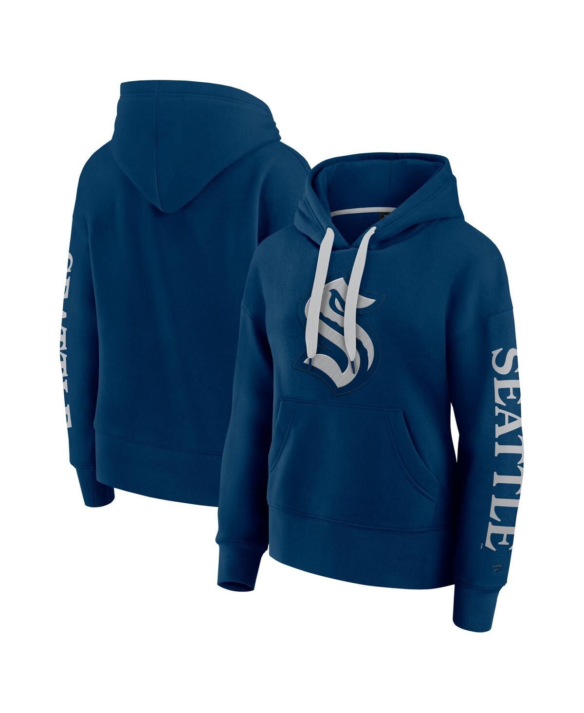 Fanatics Women's Navy/Gray Seattle Kraken Elements Next Pullover Hoodie