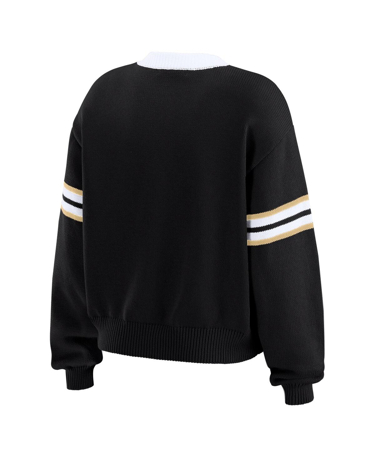 Wear by Erin Andrews Women's Black New Orleans Saints Lace-Up Sweater