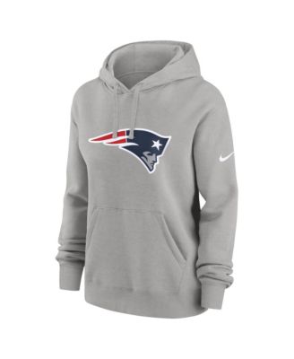Women's Heather Gray New England Patriots Club Fleece Pullover Hoodie