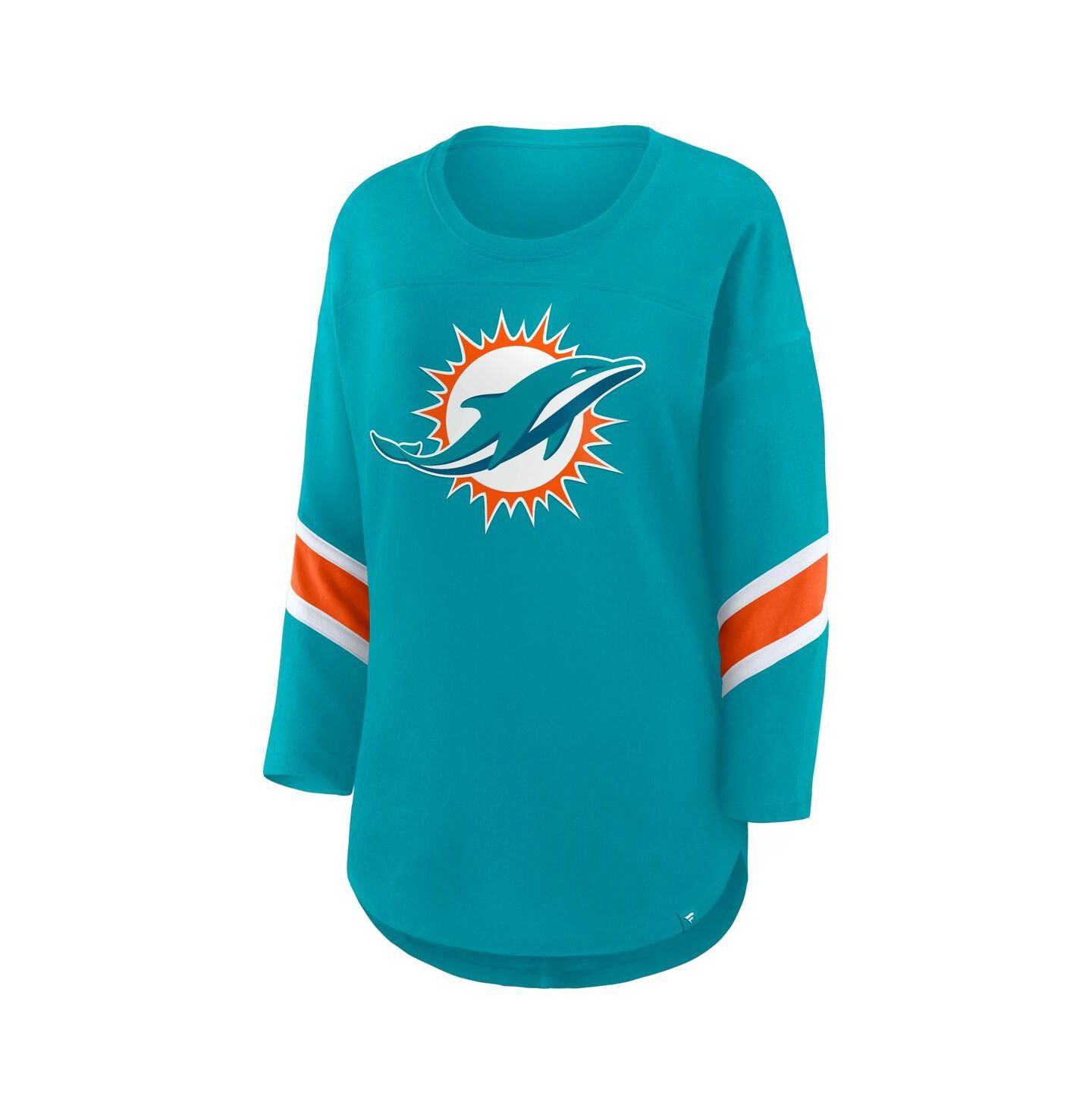 Женская футболка Fanatics Aqua Miami Dolphins Redzone 3/4-Sleeve — фото 2