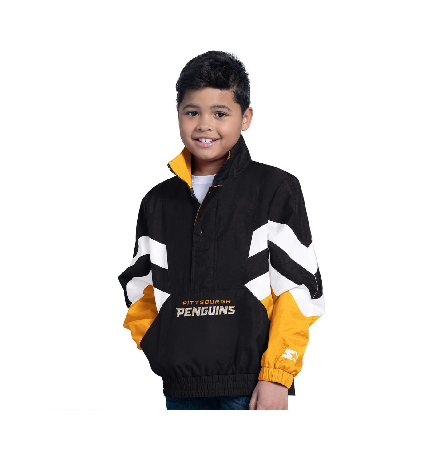 Детский свитер Starter Black Pittsburgh Penguins Prospect Half-Zip Pullover Top — фото 1