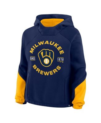 Women's Navy Milwaukee Brewers Oversized Time to Win Pullover Hoodie