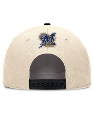 Men's Natural/Black Milwaukee Brewers Cooperstown Collection Rise Adjustable Hat