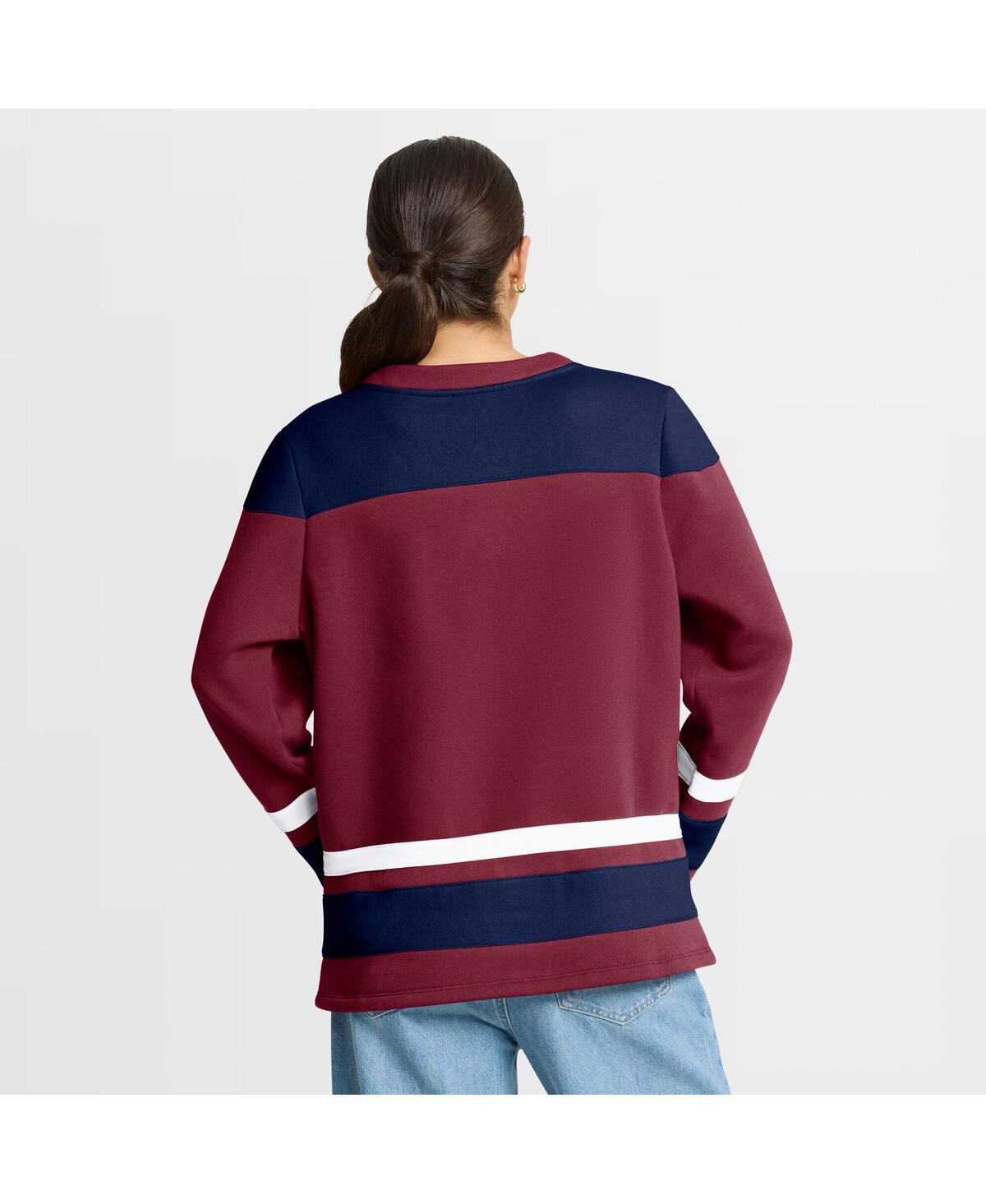 Fanatics Women's Burgundy Colorado Avalanche Icing Long Sleeve Lace Up Sweatshirt In Burgundy